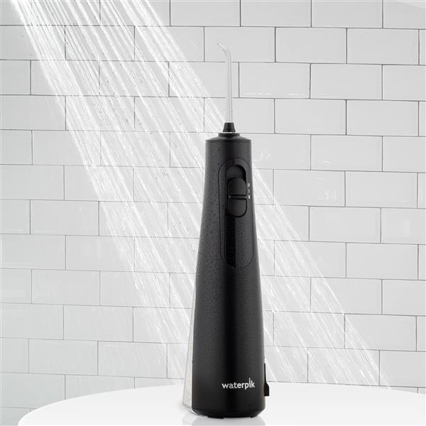 Black Cordless Enhance Water Flosser WF-21 in Shower