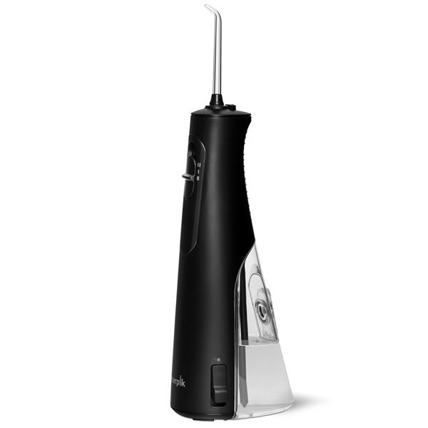 Sideview - WF-21 Black Cordless Enhance Water Flosser, Handle, & Tip